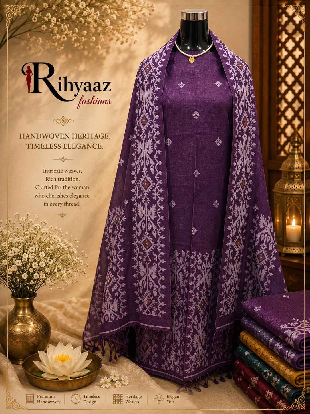 Kahini Gachi Tussar Jamdani Zari Detailing Kurta Dupatta Set | Rihyaaz