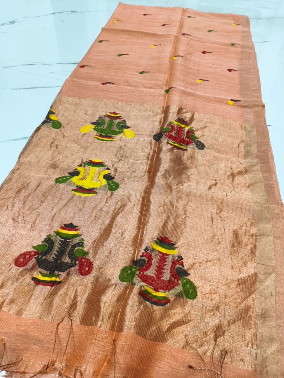 Sangli – Morbangdi Paithani Anchal Linen Silk Tissue Saree