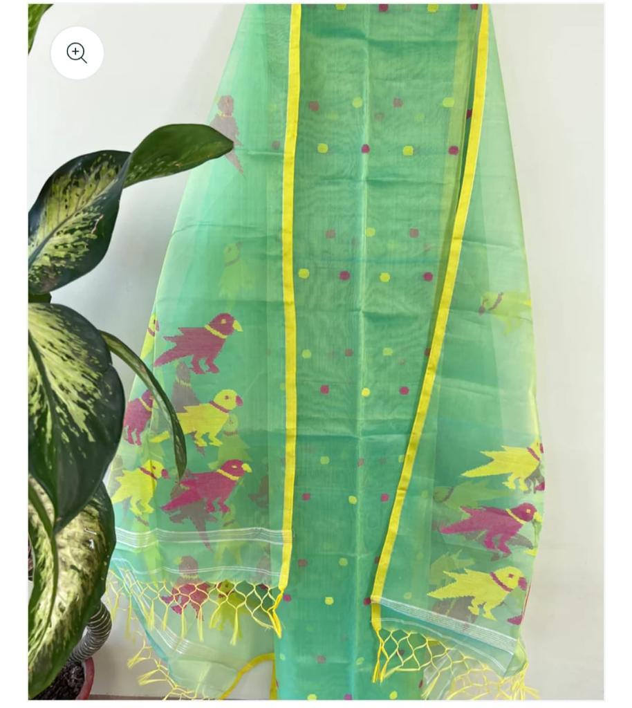 Muslin Bird Handwoven Suit Set with Dupatta