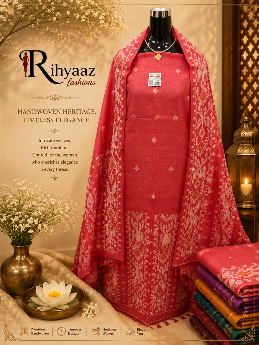 Kahini Gachi Tussar Jamdani Zari Detailing Kurta Dupatta Set | Rihyaaz