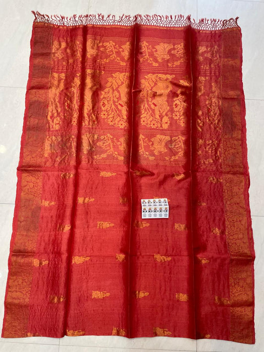 Authentic Pure Gachhi Tussar Handloom 3-Ply Doll Baluchuri Saree | Unique Weaving | Running BP | Govt. Silk Mark Certified