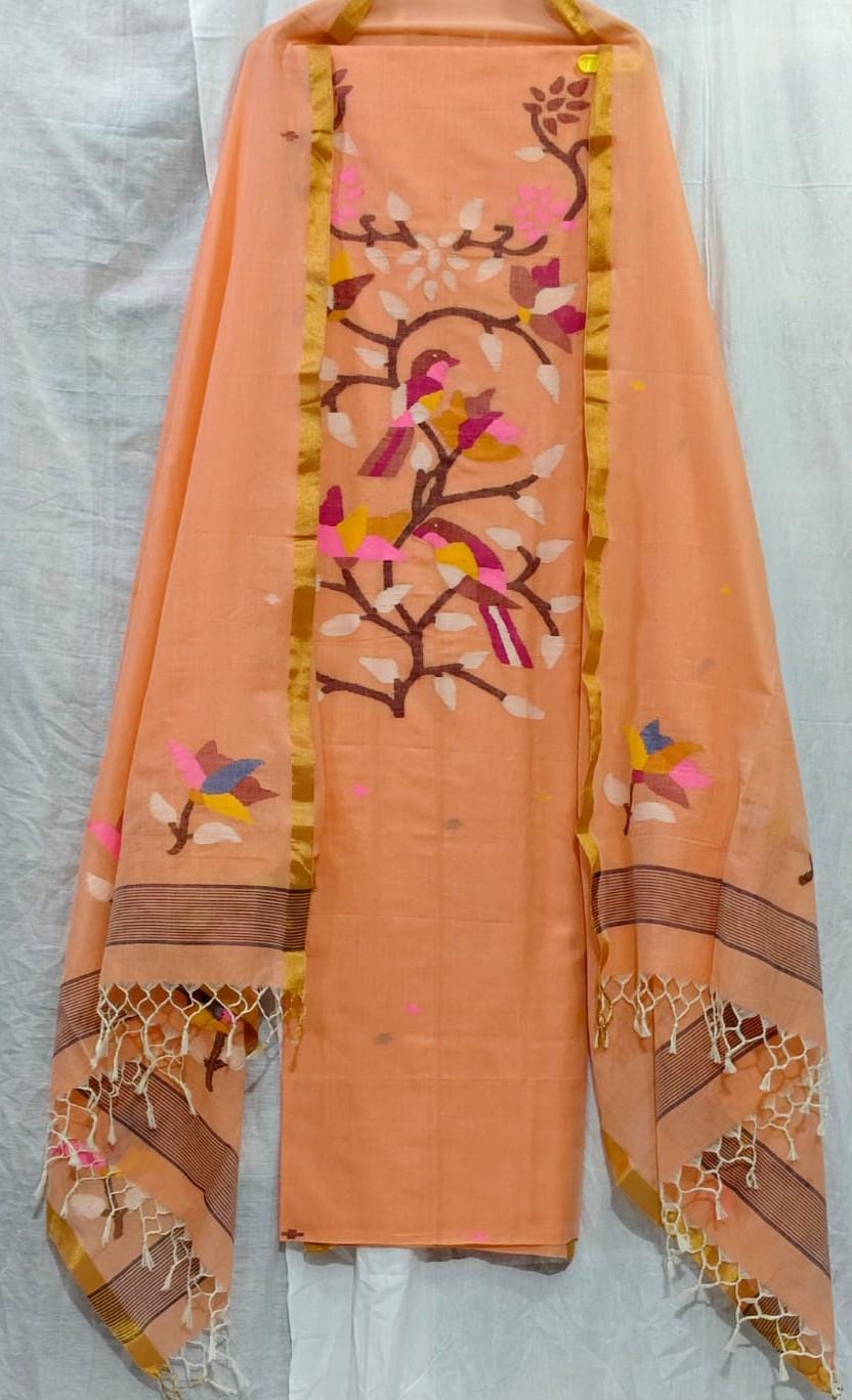 Parijat Mul Cotton Handwoven Needle Jamdani Suits – Premium 2.5m*2 Set