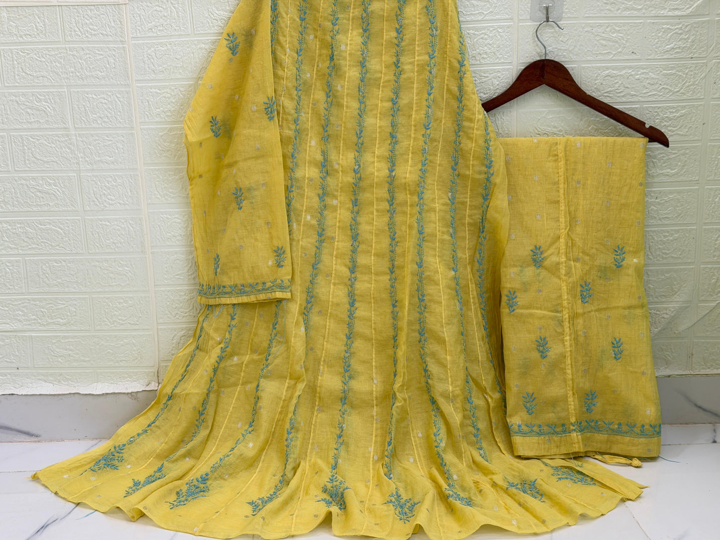 Sunehri - Banarasi Chanderi Co-ord Set | Anarkali Style | Semi-Stitched Free Size
