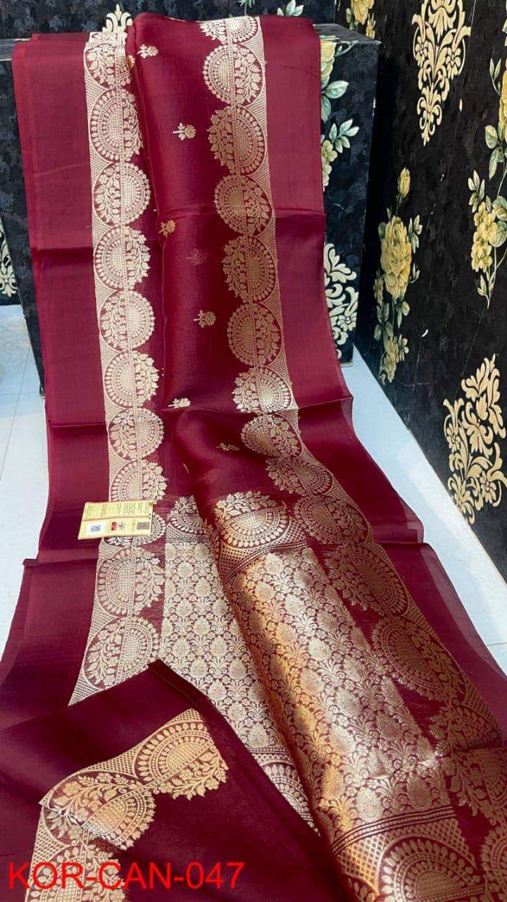 Premium Kora Organza Silk Saree with Double Zari Satan