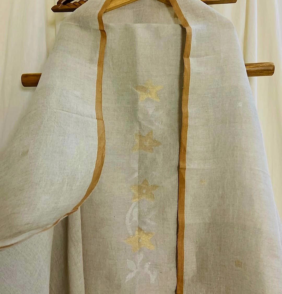 Ivy – Pure Jayshree Linen Suits | Dual Zari Canopy-Detail Torso & Matching Canopy Border Dupatta | Premium Handloom Elegance