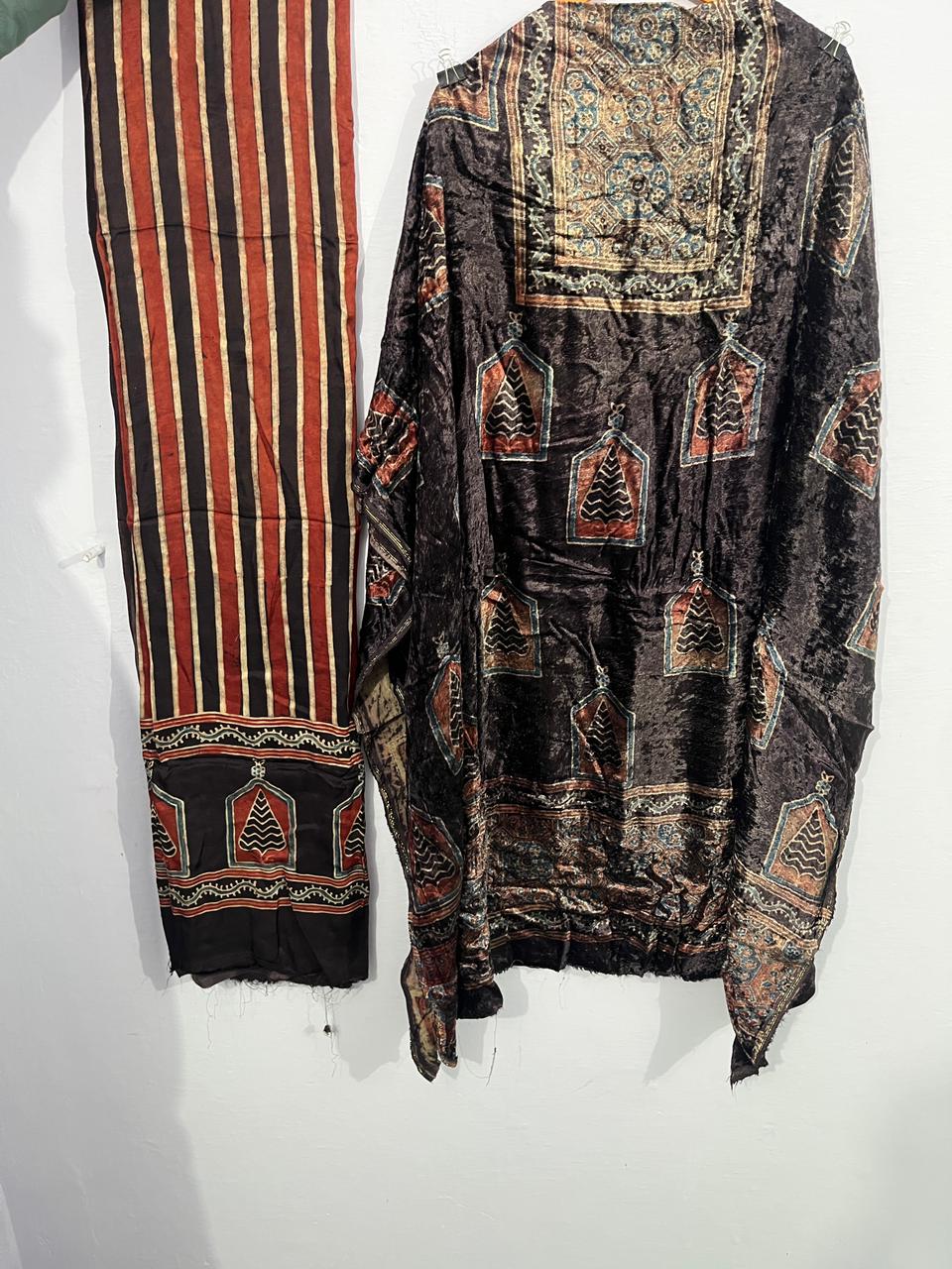 Nayab – Silk Velvet Ajrakh Suit with Modal Silk Dupatta (2.5 mtr)