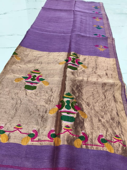 Sangli – Morbangdi Paithani Anchal Linen Silk Tissue Saree