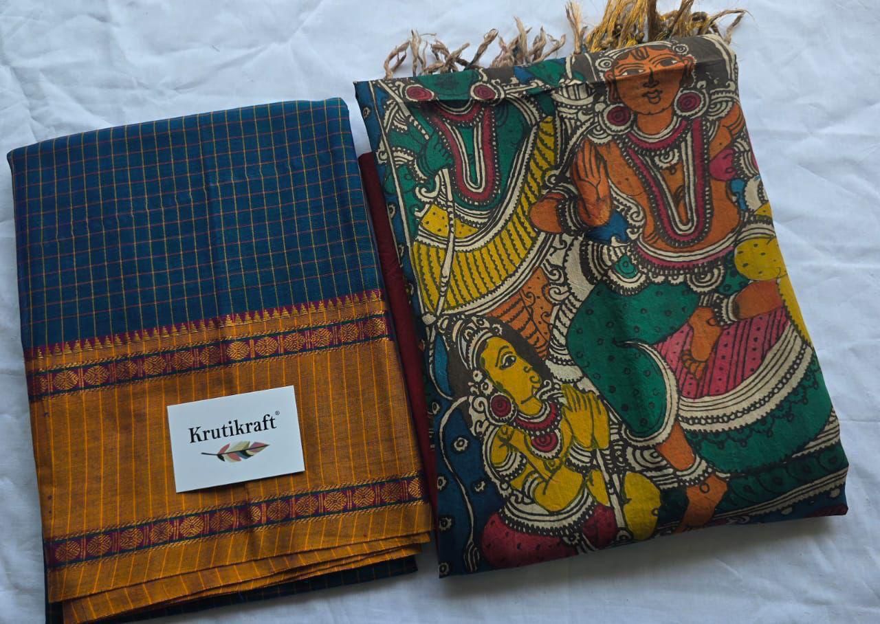 Exclusive Narayanpet Silk Kurta with Pen Kalamkari Dupatta