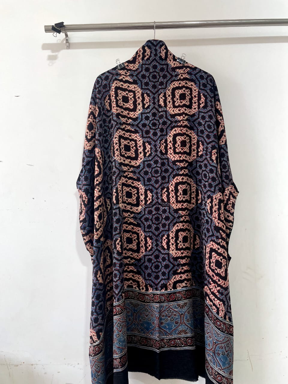 Ajrakh Modal Silk Kaftan – Handblock Printed Elegance