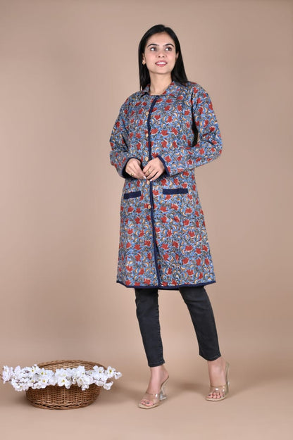 Bagru Hand Block Printed Cotton 2-Layer Winter Jacket – Premium Winter Essentials