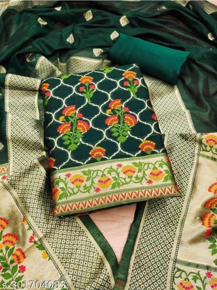 𝓖𝓾𝓵𝓲𝓼𝓽𝓪𝓷- Zari Jacquard Floral Weaved Benarasi Meenakari 3-Piece Suit