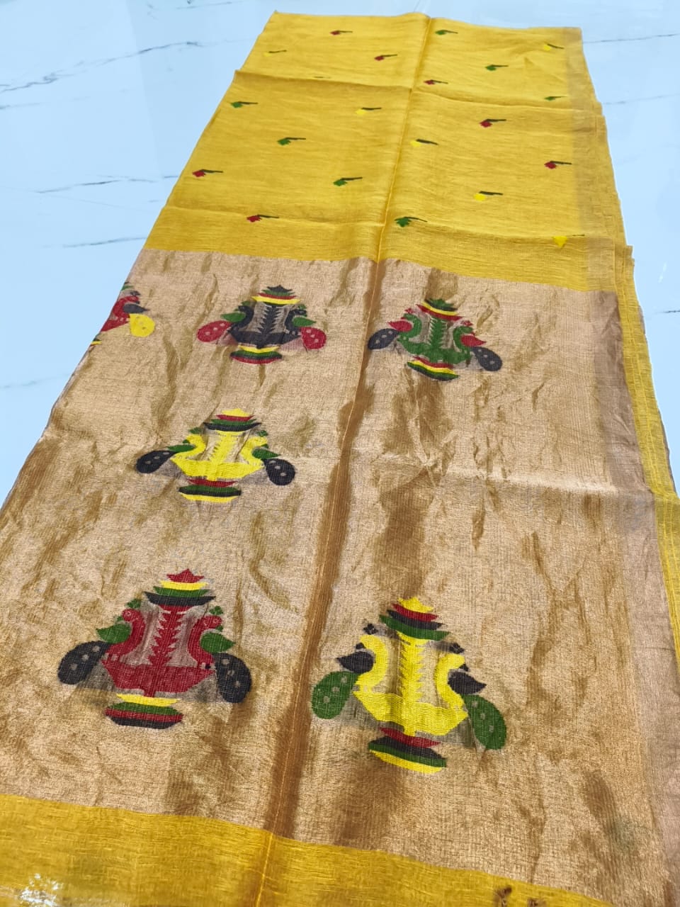 Sangli – Morbangdi Paithani Anchal Linen Silk Tissue Saree