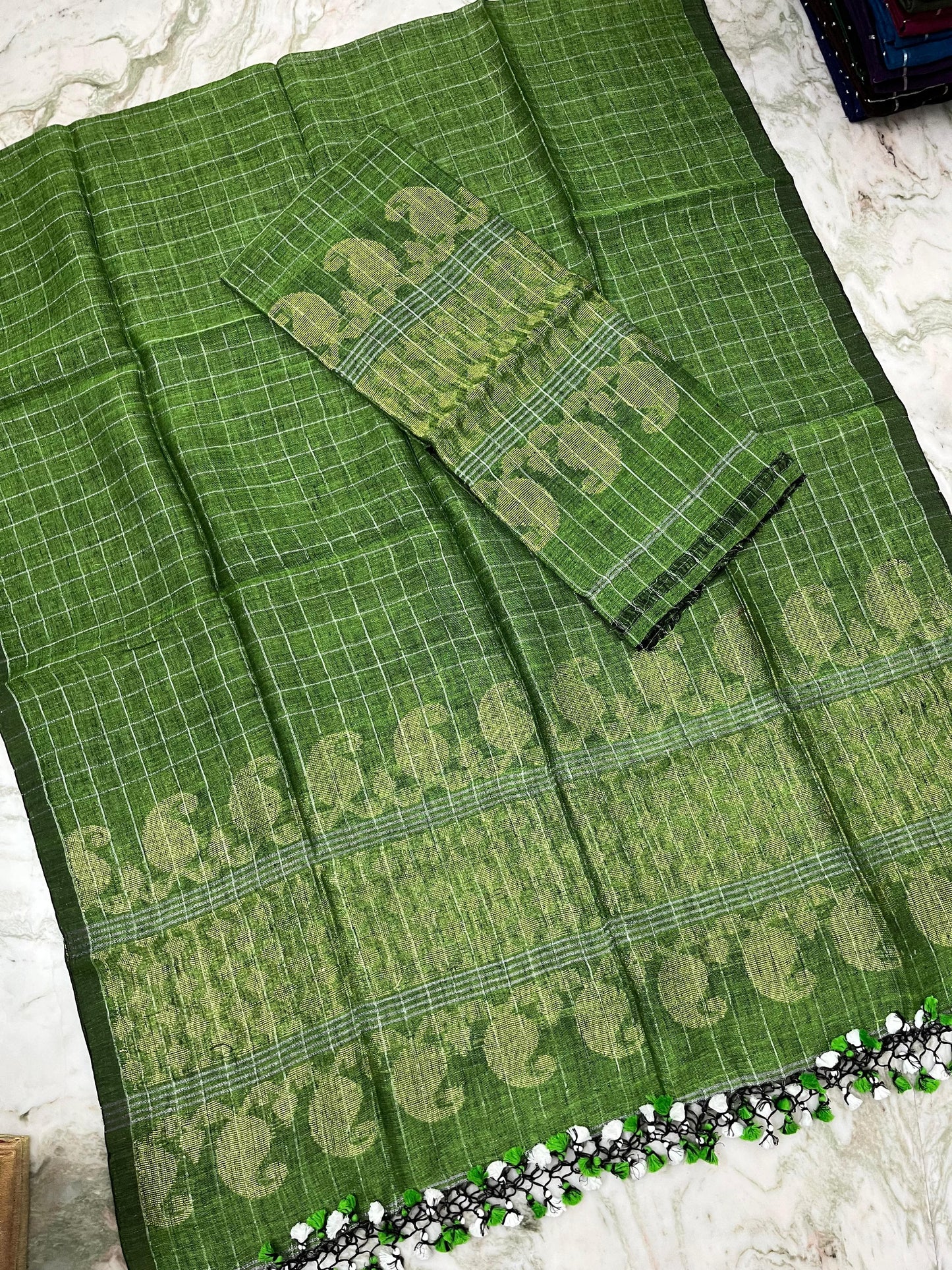 𝓒𝓱𝓸𝓴𝓱𝓪𝓻  Zari gadwal border zari checkered jayshree linen suits