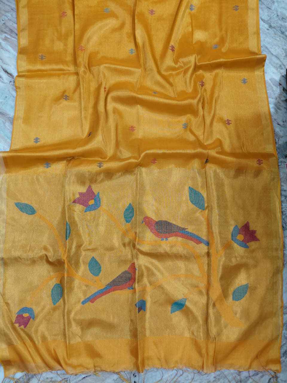 Rai Pure Cotton by Zari Tissue Acrylic Saree with Paithani Pallu by Rihyaaz, elegant handwoven festive saree featuring traditional Paithani weaving, lightweight cotton fabric, shimmering zari tissue finish, and premium ethnic wear for weddings and celebrations.