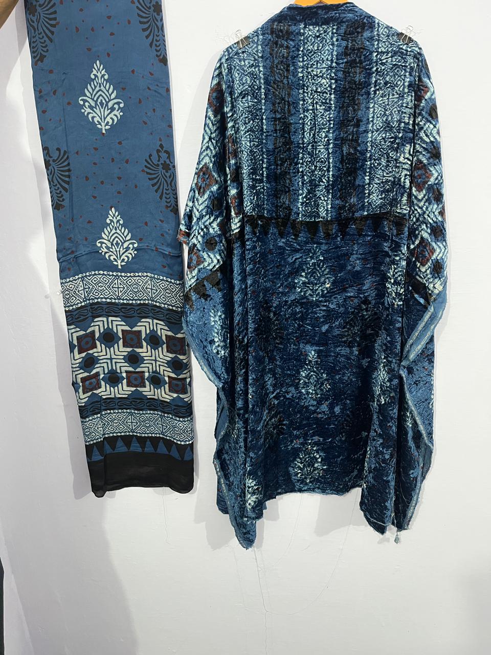 Nayab – Silk Velvet Ajrakh Suit with Modal Silk Dupatta (2.5 mtr)