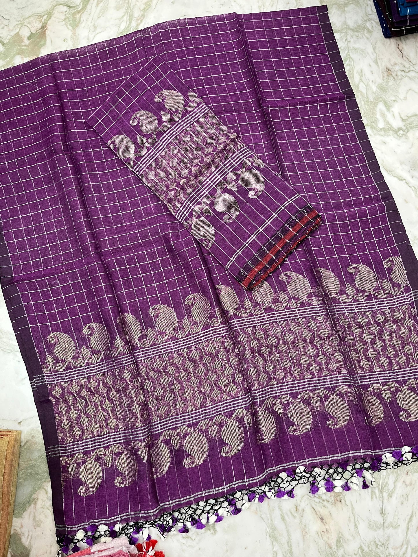 𝓒𝓱𝓸𝓴𝓱𝓪𝓻  Zari gadwal border zari checkered jayshree linen suits