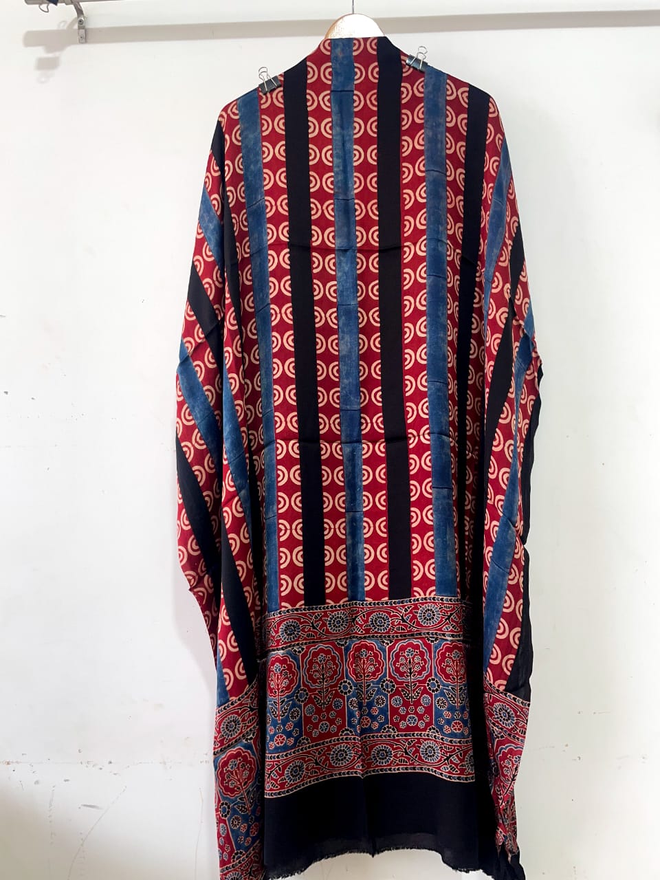 Ajrakh Modal Silk Kaftan – Handblock Printed Elegance