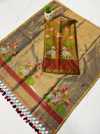 Sukh – Tissue Needle Jamdani Suit with Royal Sheen | Rihyaaz Fashions