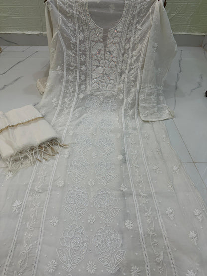 Fabric Mul Mul Chanderi Suit – Semi-Stitched