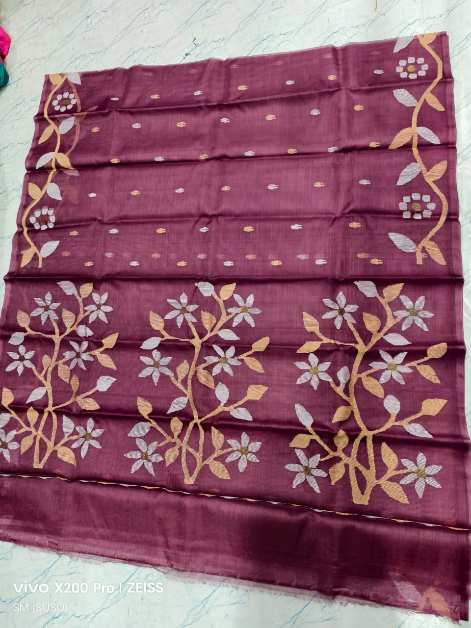 Hashnuhana - Pure Muslin Handwoven Jamdani Saree | Silk Mark Certified | Premium Quality