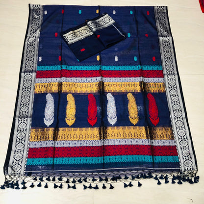 Mugdha – Mul Silk Meenakari Baluchari Suits | Premium Handwoven Elegance