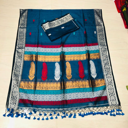 Mugdha – Mul Silk Meenakari Baluchari Suits | Premium Handwoven Elegance