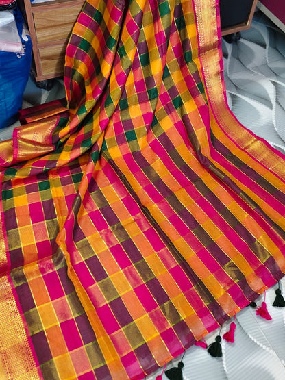Mull cotton Kanchipuram saree from Rihyaaz New Puja Collection 2026, lightweight traditional festive saree without blouse piece.