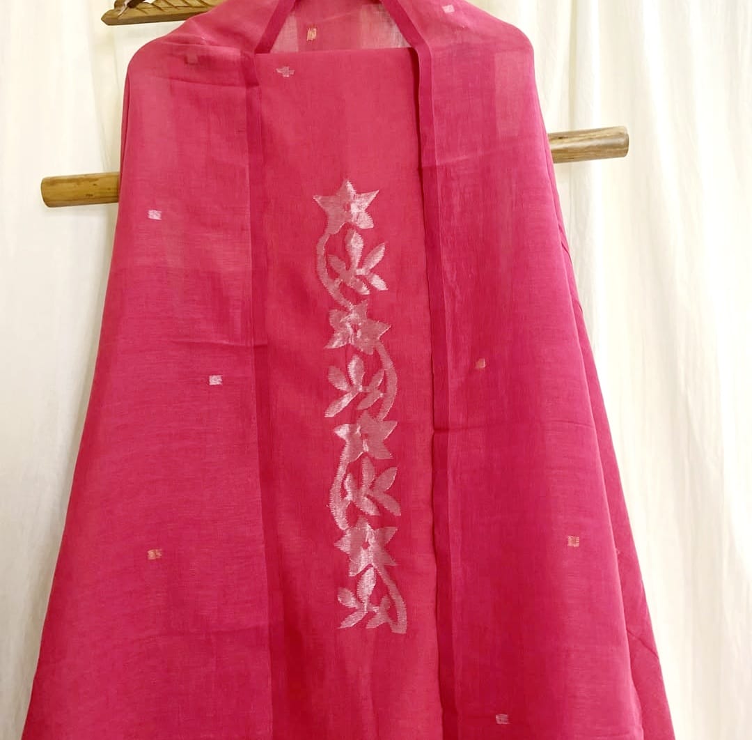 Ivy – Pure Jayshree Linen Suits | Dual Zari Canopy-Detail Torso & Matching Canopy Border Dupatta | Premium Handloom Elegance