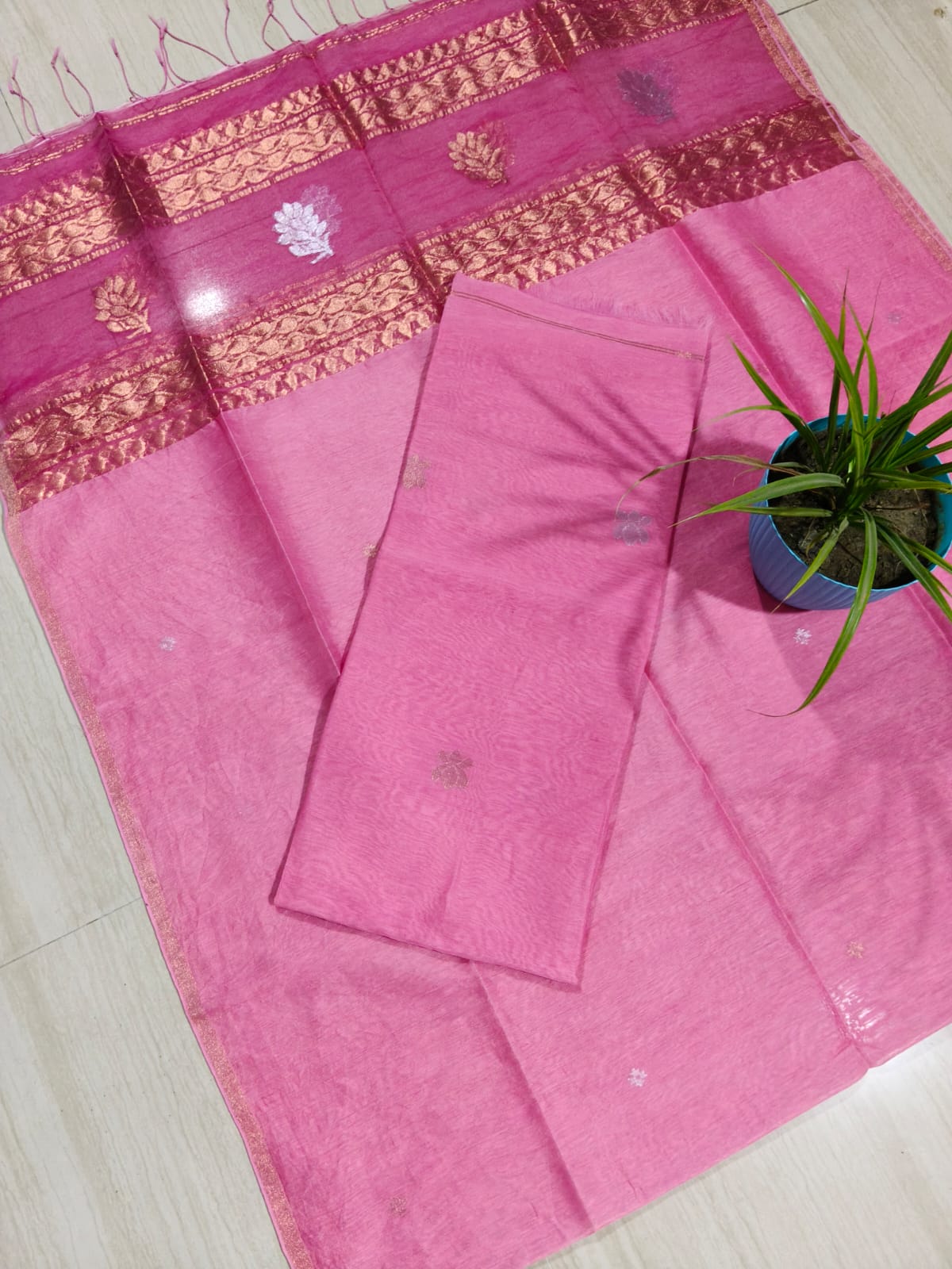 Rashi Silk Linen Lotus Jamdani Suit Set by Rihyaaz featuring a 3-meter silk linen top with a 2.5-meter tassel dupatta, showcasing elegant handwoven Lotus Jamdani craftsmanship.