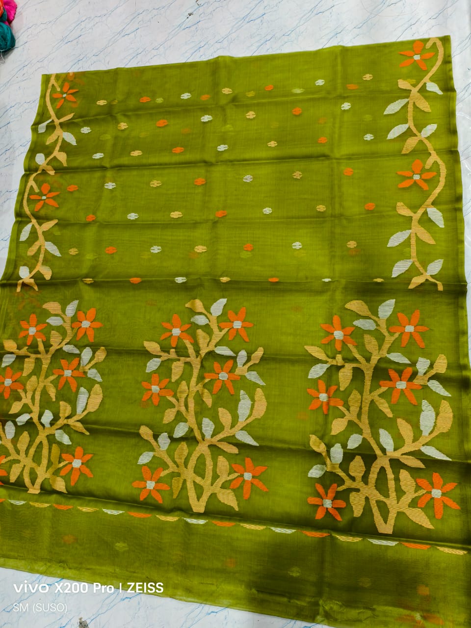 Hashnuhana - Pure Muslin Handwoven Jamdani Saree | Silk Mark Certified | Premium Quality