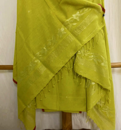 Ivy - Pure Jayshree Linen Suit by Rihyaaz with dual zari canopy-detail torso and matching canopy border dupatta in premium handwoven linen.