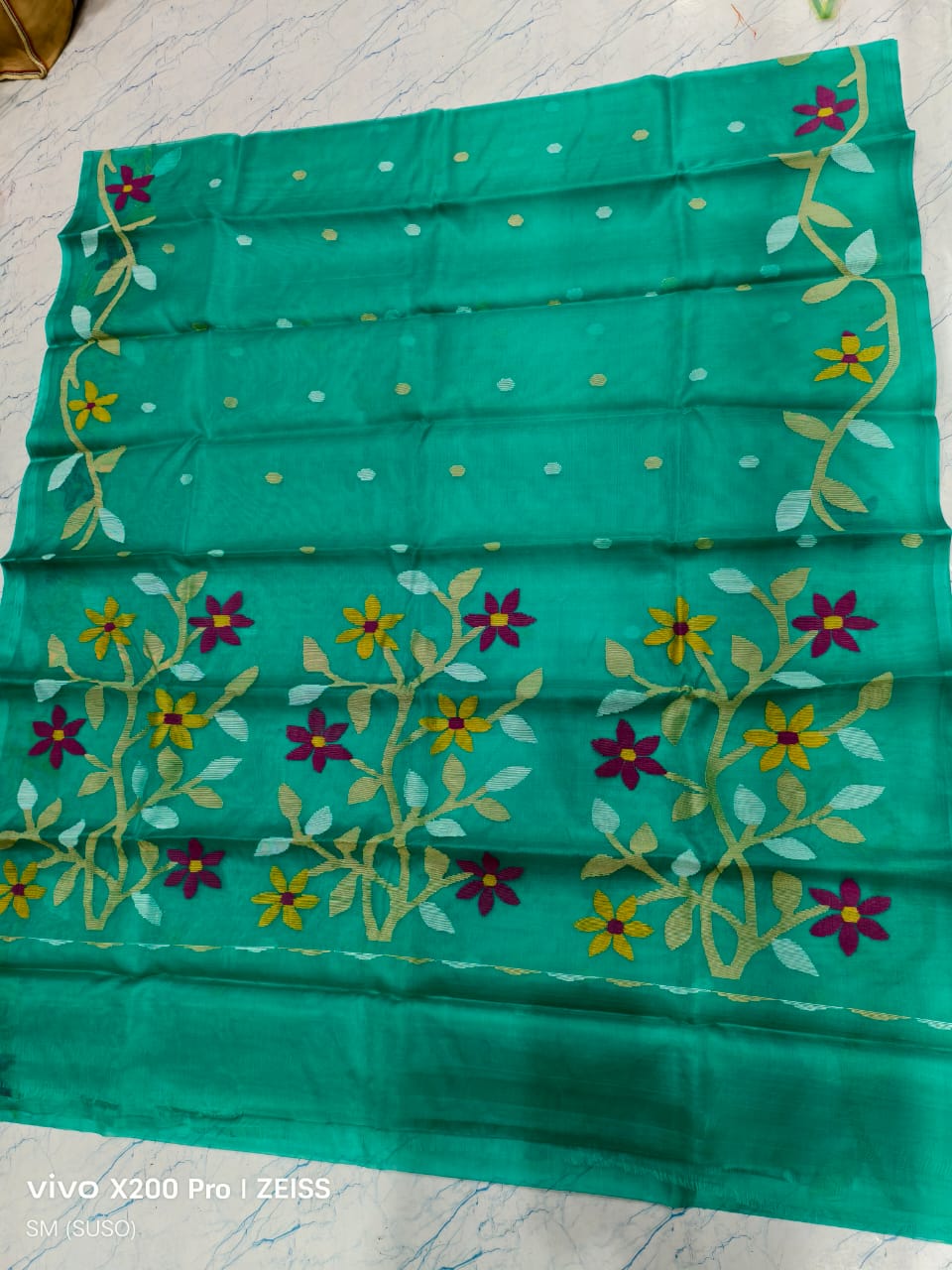 Hashnuhana - Pure Muslin Handwoven Jamdani Saree | Silk Mark Certified | Premium Quality