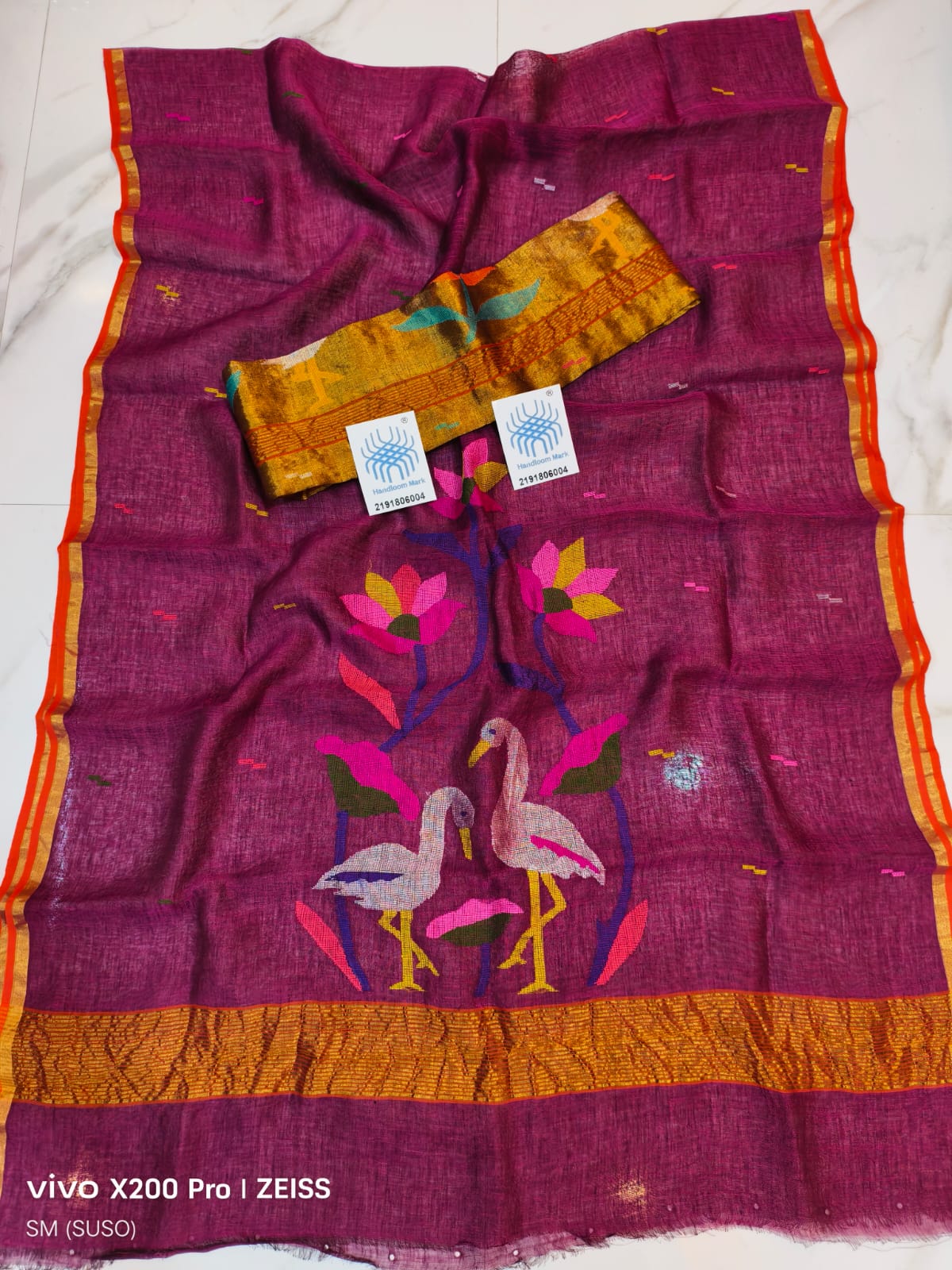 🌸 Saras – Premium Linen by Linen Jamdani Suits with Tissue Palla Dupatta