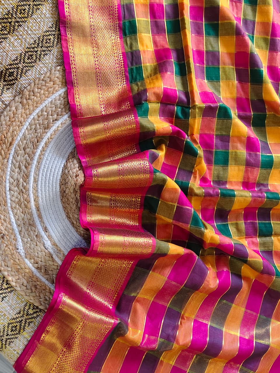 Mull cotton Kanchipuram saree from Rihyaaz New Puja Collection 2026, lightweight traditional festive saree without blouse piece.
