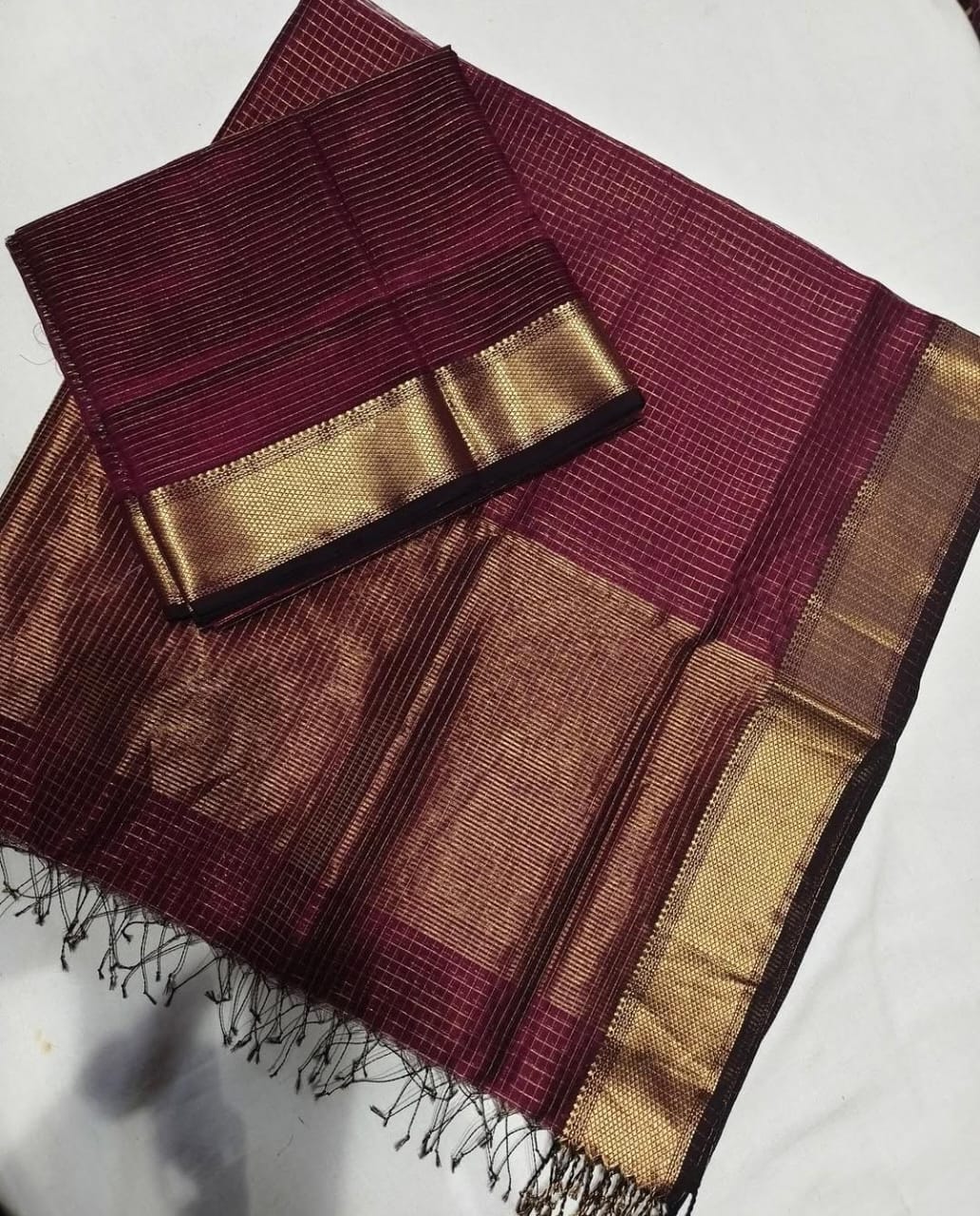 Maheshwari Handloom 2-Piece Suit – Golden Jari Elegance