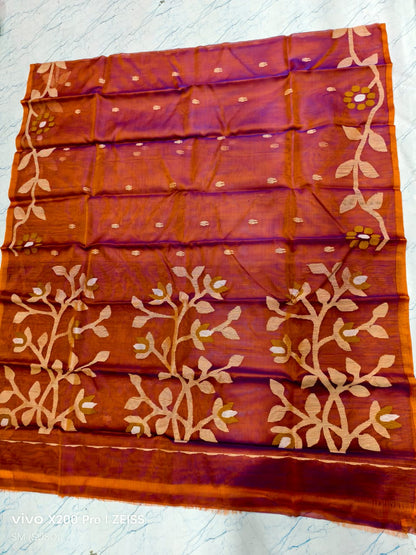 Hashnuhana Pure Muslin Handwoven Jamdani Saree by Rihyaaz, Silk Mark Certified premium handcrafted saree with intricate traditional Jamdani weaving, luxury ethnic wear for weddings and festive occasions