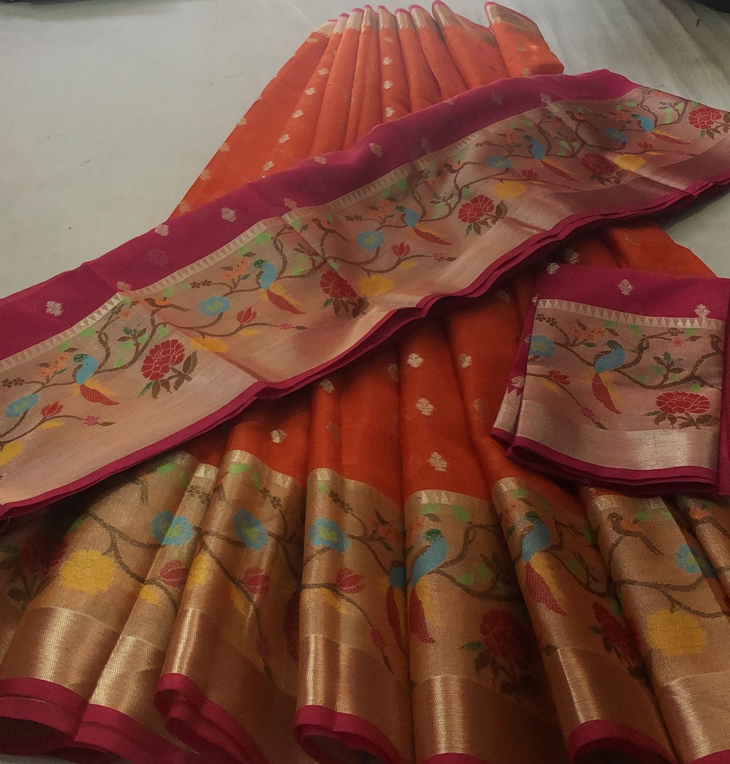 Mix Silk Resham Jari Weaving Unstitched Skirt- Dupatta- Blouse Set | Handloom Festive Wear