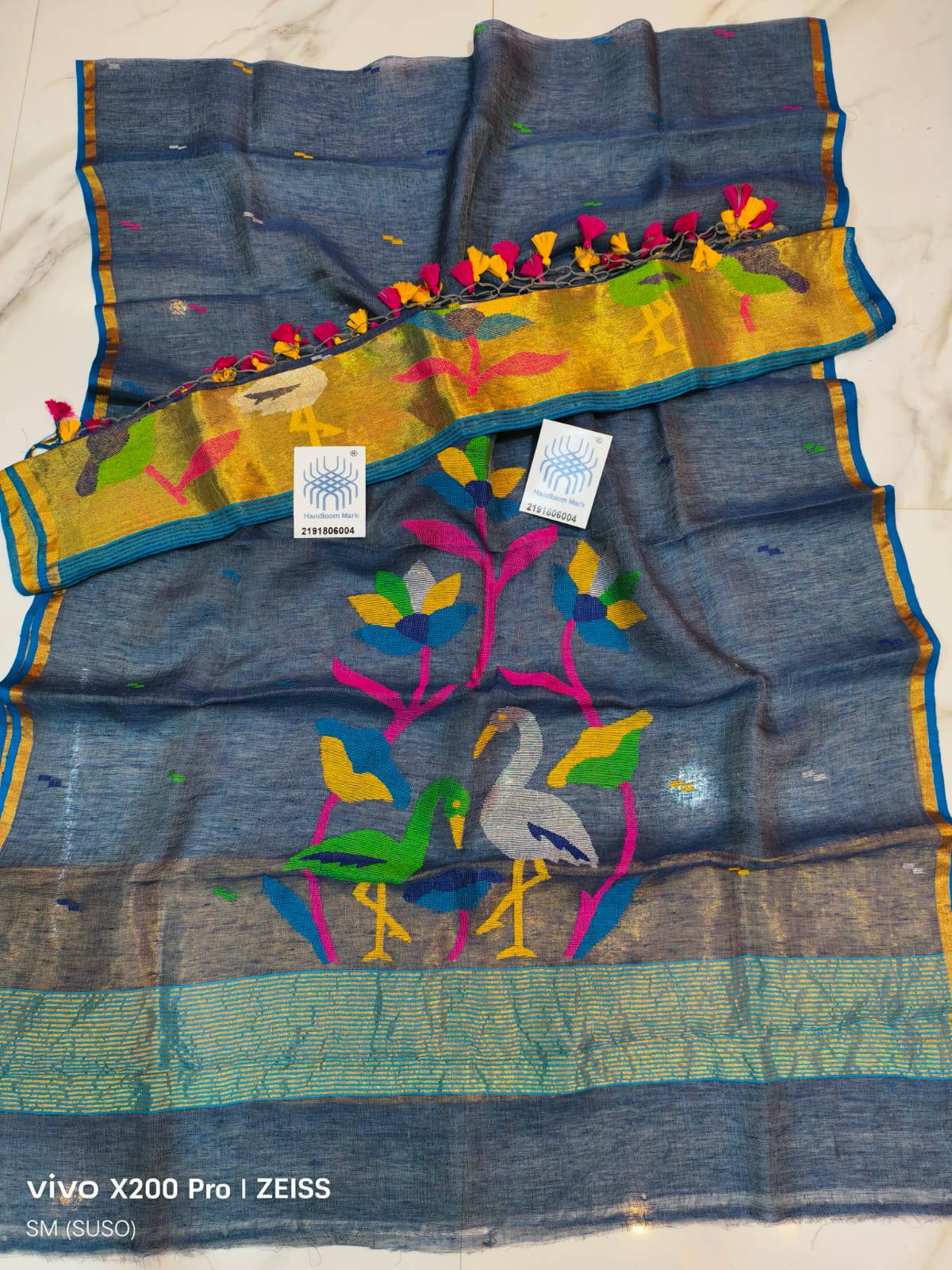 🌸 Saras – Premium Linen by Linen Jamdani Suits with Tissue Palla Dupatta